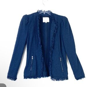 Rebecca Taylor Navy Tweed fringe Jacket